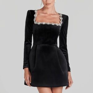 Nadine Merabi Kimberly Black Velvet Dress Size XXL